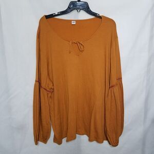 Old Navy Peasant Top Womens Size XXL Balloon Sleeve Golden Yellow Boho
